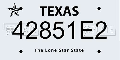 42851E2 Texas License Plate