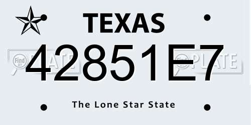 42851E7 Texas License Plate