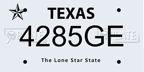 4285GE Texas License Plate