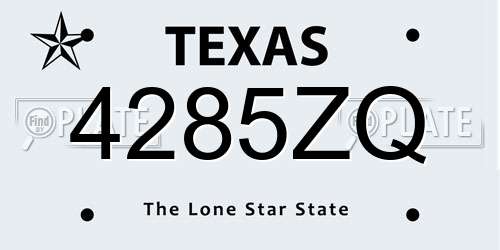 4285ZQ Texas License Plate