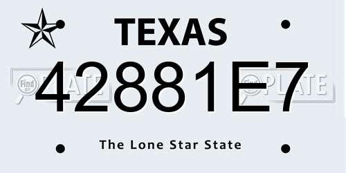 42881E7 Texas License Plate