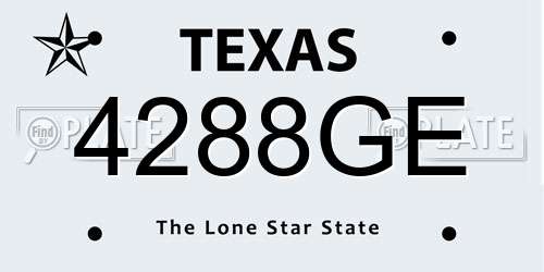 4288GE Texas License Plate