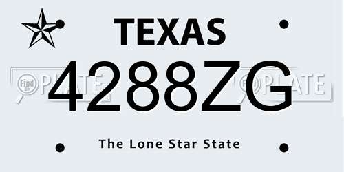 4288ZG Texas License Plate