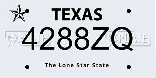 4288ZQ Texas License Plate