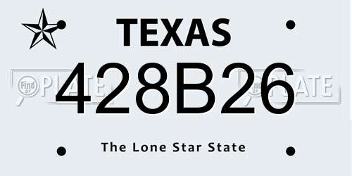 428B26 Texas License Plate