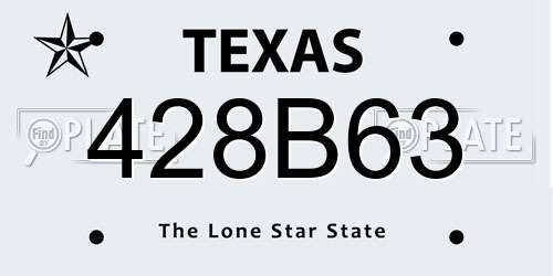 428B63 Texas License Plate