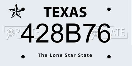 428B76 Texas License Plate
