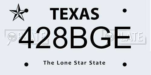 428BGE Texas License Plate