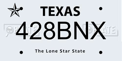 428BNX Texas License Plate