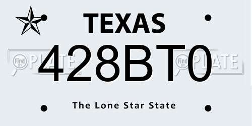 428BT0 Texas License Plate