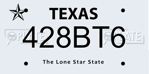 428BT6 Texas License Plate