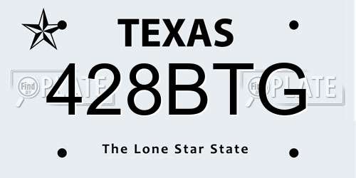 428BTG Texas License Plate