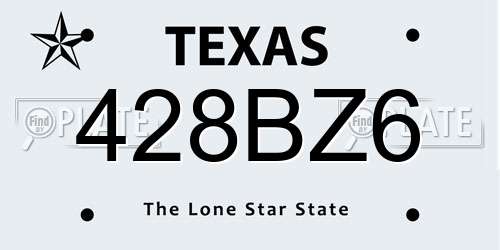 428BZ6 Texas License Plate