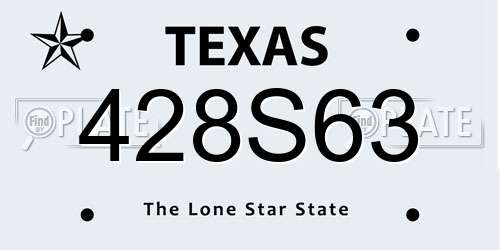 428S63 Texas License Plate