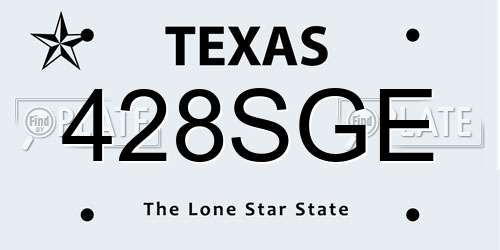 428SGE Texas License Plate