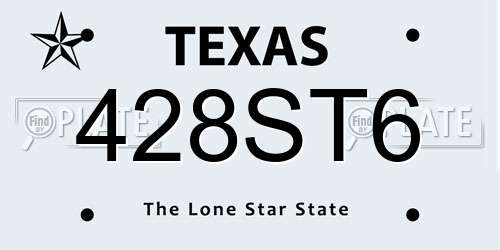428ST6 Texas License Plate