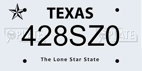 428SZ0 Texas License Plate