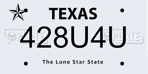 428U4U Texas License Plate
