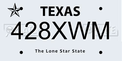 428XWM Texas License Plate