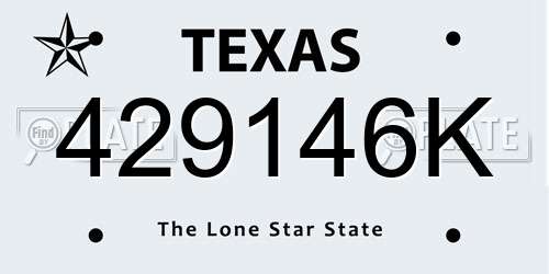 429146K Texas License Plate