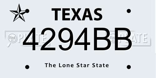 4294BB Texas License Plate