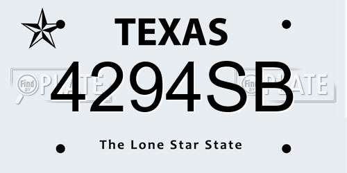 4294SB Texas License Plate