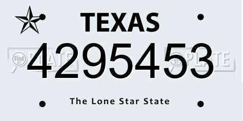 4295453 Texas License Plate