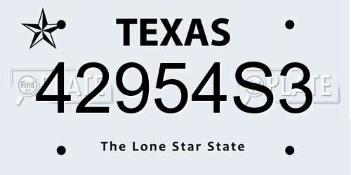 42954S3 Texas License Plate