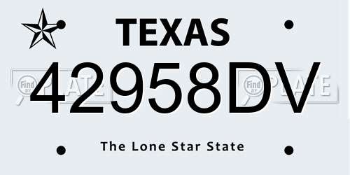 42958DV Texas License Plate