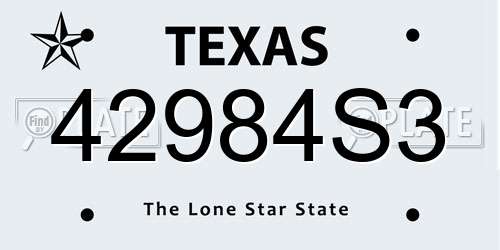 42984S3 Texas License Plate