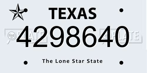 4298640 Texas License Plate