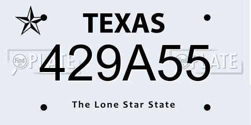 429A55 Texas License Plate