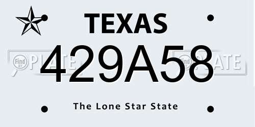 429A58 Texas License Plate
