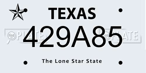 429A85 Texas License Plate