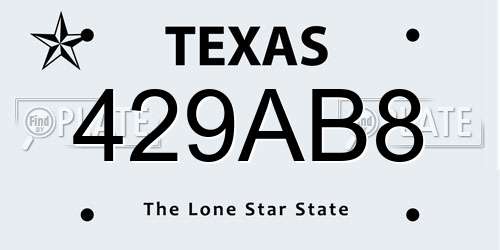 429AB8 Texas License Plate