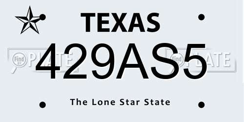 429AS5 Texas License Plate