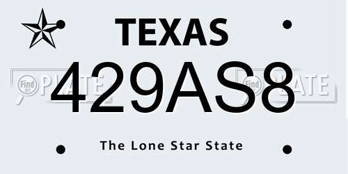 429AS8 Texas License Plate