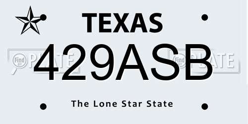 429ASB Texas License Plate