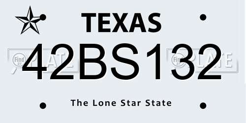 42BS132 Texas License Plate