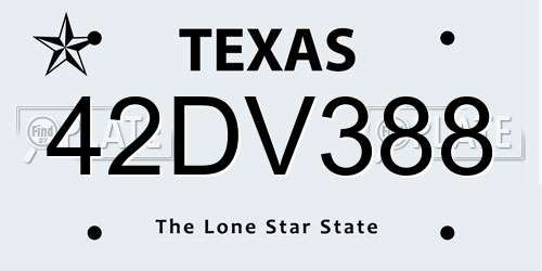42DV388 Texas License Plate