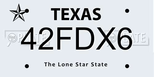 42FDX6 Texas License Plate