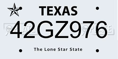42GZ976 Texas License Plate