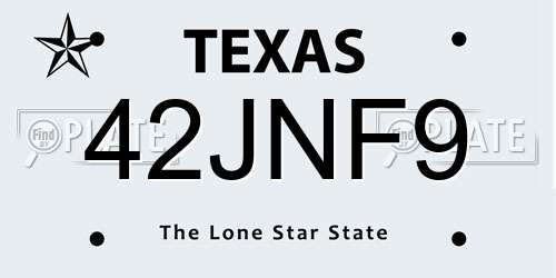 42JNF9 Texas License Plate