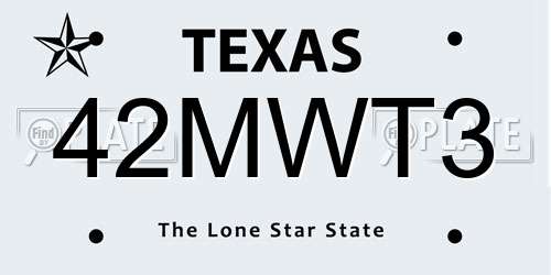 42MWT3 Texas License Plate