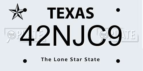 42NJC9 Texas License Plate