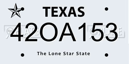 42OA153 Texas License Plate