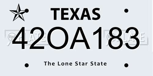 42OA183 Texas License Plate