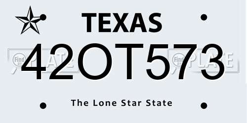 42OT573 Texas License Plate