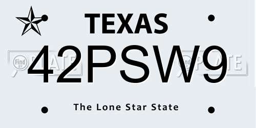 42PSW9 Texas License Plate