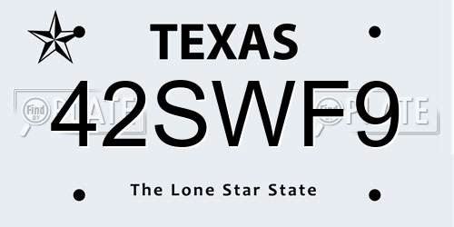 42SWF9 Texas License Plate